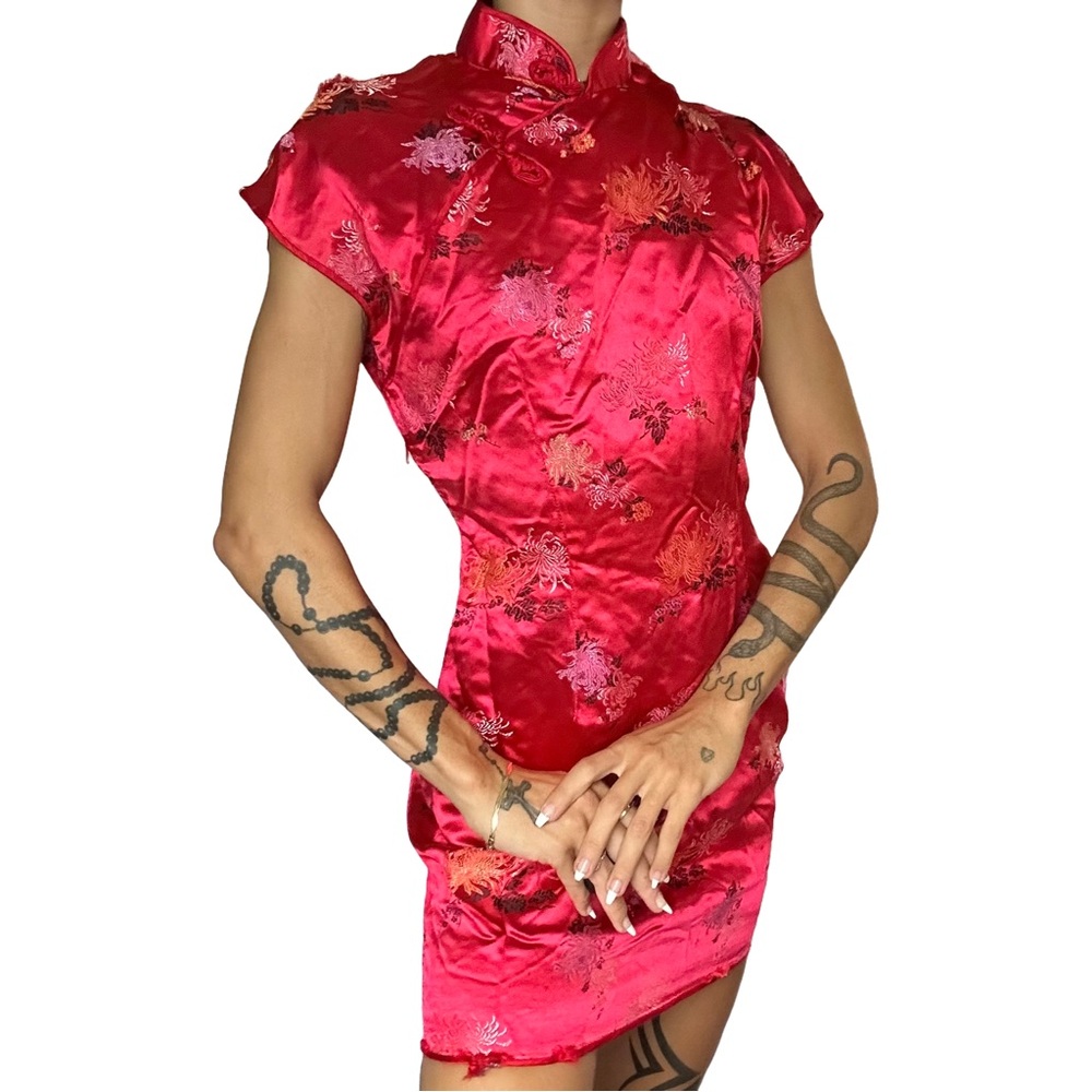 Vintage Distressed Red Qipao Dress